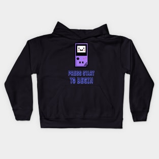 Press start to begin 8-bit video game Kids Hoodie